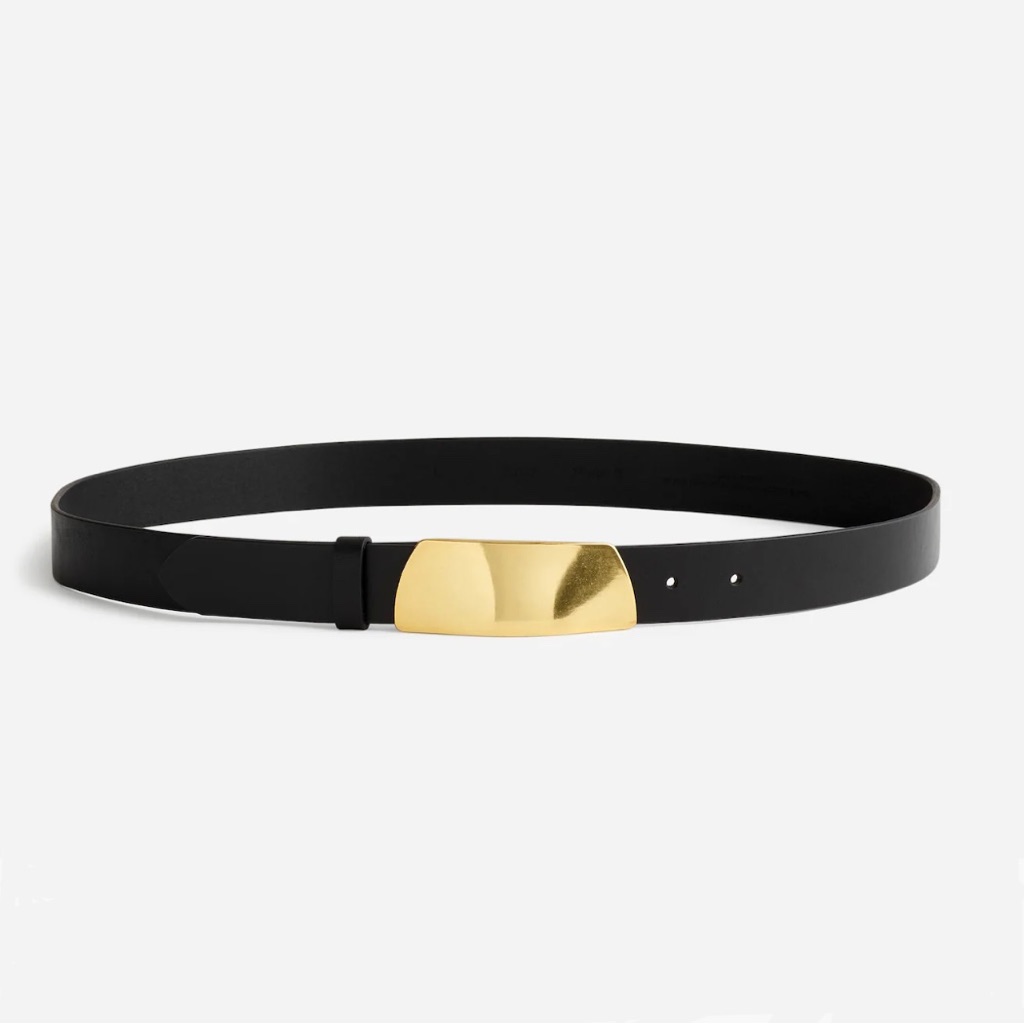 Madewell Black Leather Belt With Gold Plate Buckle